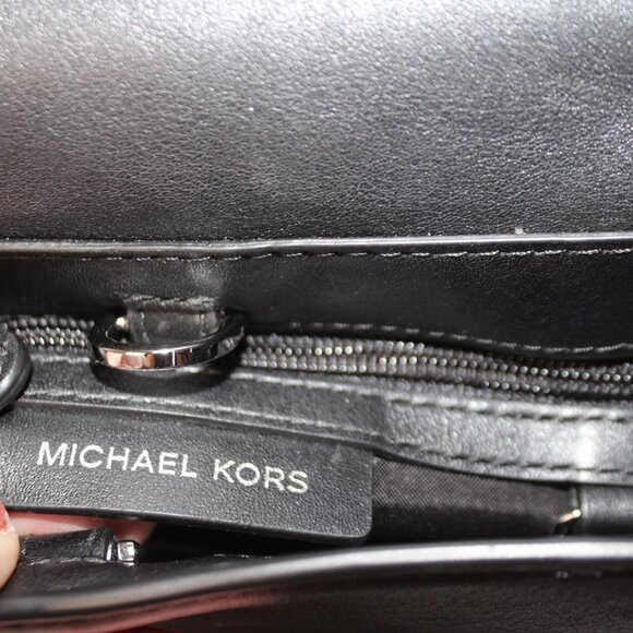 Michael Kors Black Sequined Floral Applique Bristol Small Top Handle Satchel - Picture 14 of 14